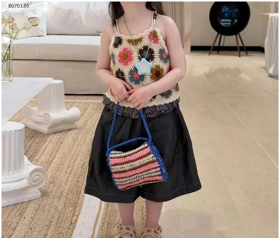 ÁO 2 DÂY HOA MIX SHORT LỬNG-Giá sỉ áo 162k, quần 164k