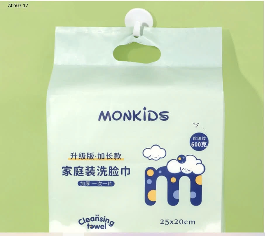 KHĂN GIẤY RỬA MẶT 1 LẦN ĐA NĂNG MONKIDS -sỉ 125k