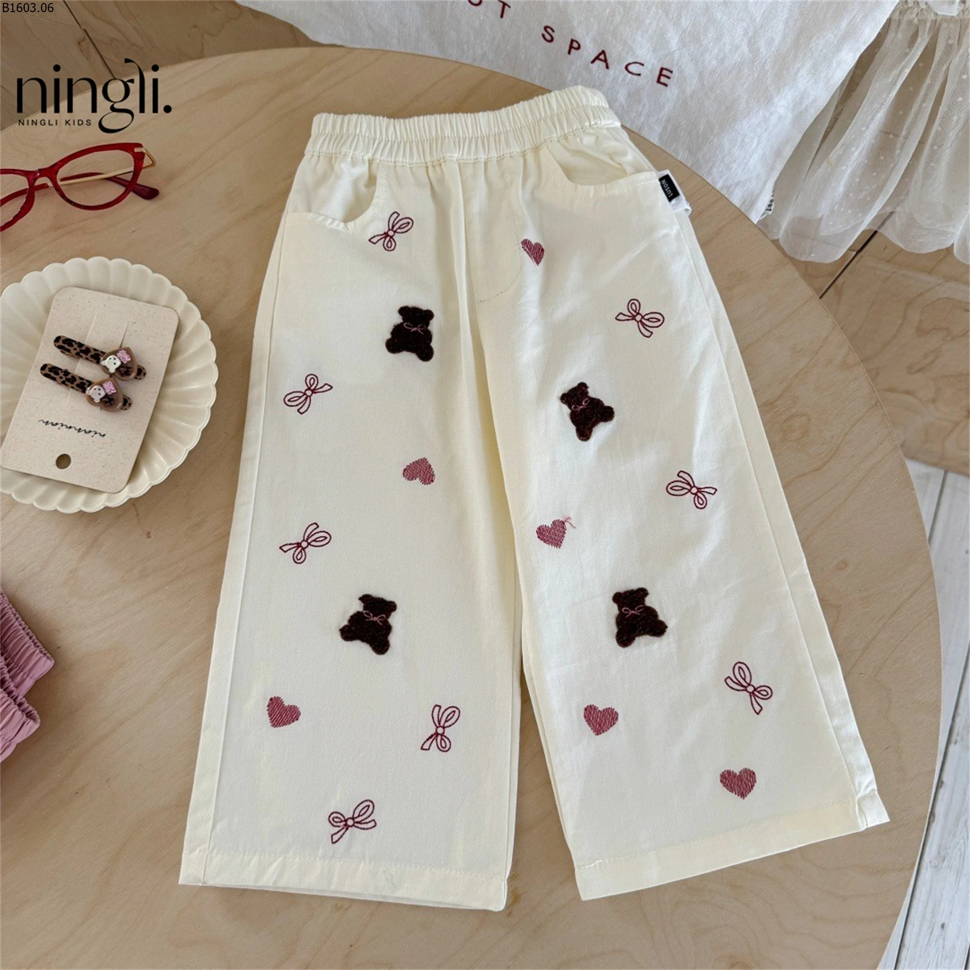 QUẦN ỐNG RỘNG HỌA TIẾT CHO BG NINGLI giá sỉ 129k