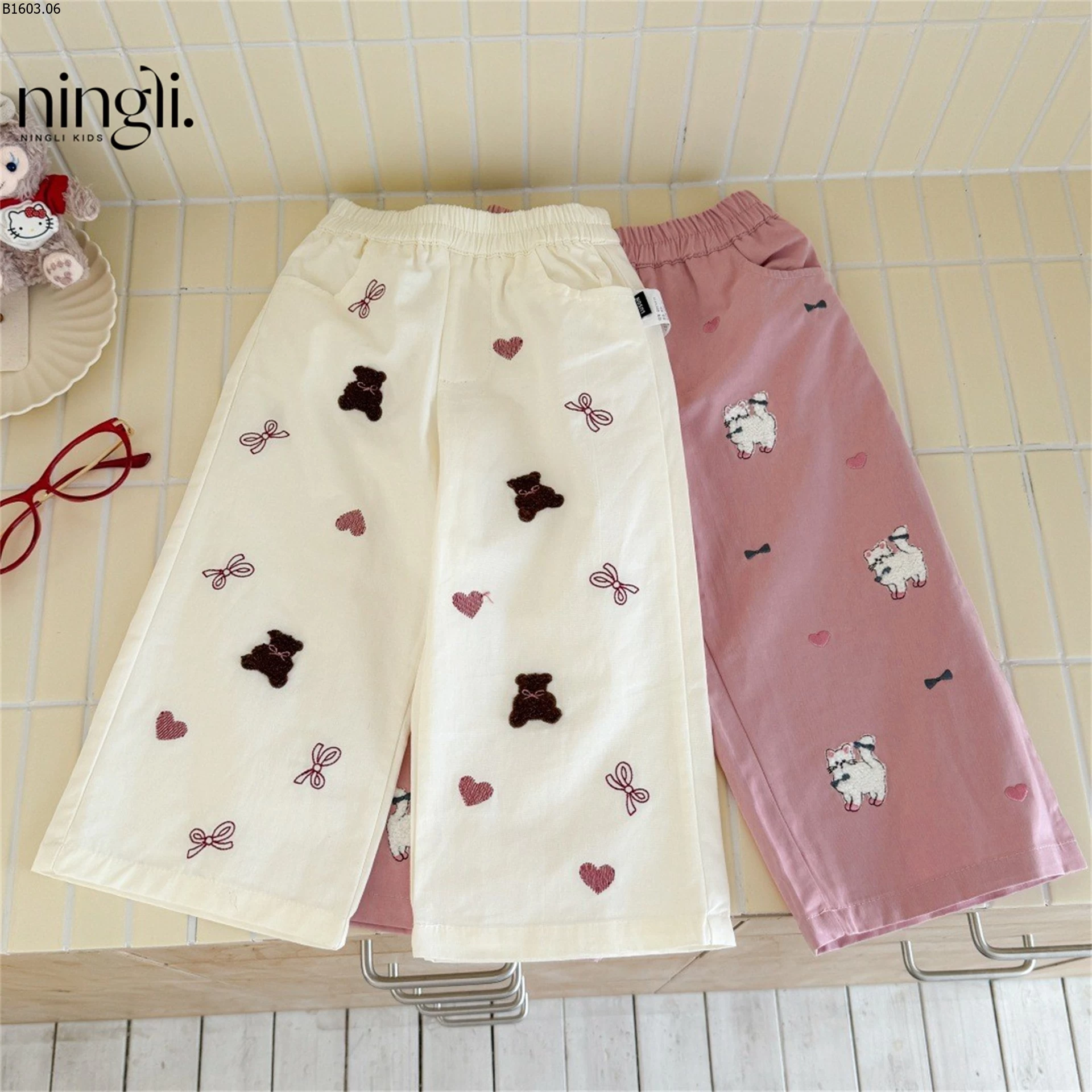 QUẦN ỐNG RỘNG HỌA TIẾT CHO BG NINGLI giá sỉ 129k