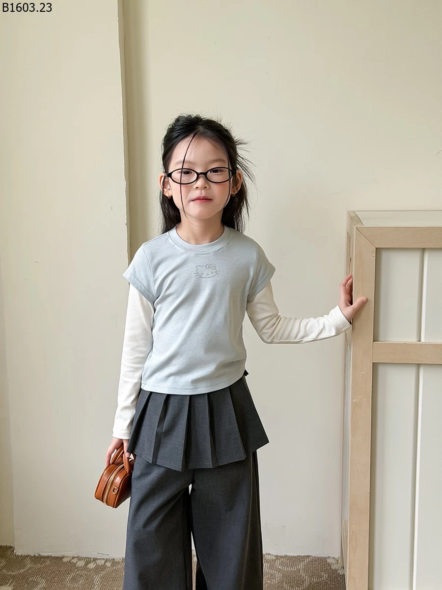 Áo thun hai mảnh giả lông mèo Elmo NHÀ AMBB giá sỉ sz 100-150 : 133k sz 160 : 142k sz 170 : 154k