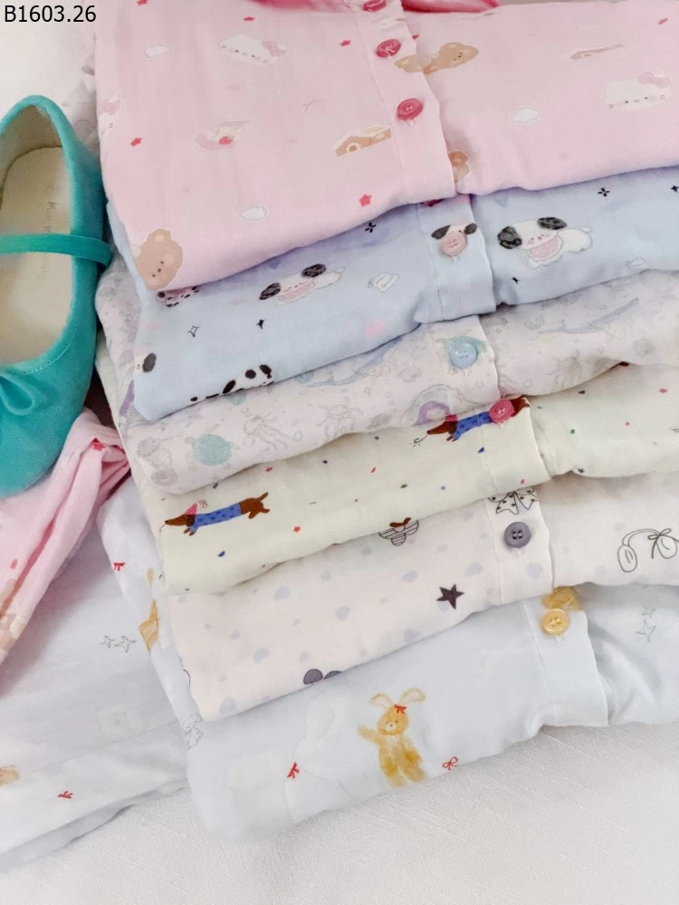 Bộ đồ ngủ hai lớp bằng cotton và gạc mềm NHÀ AMBB giá sỉ sz 100-150 : 267k sz 160 : 288k sz 170 : 312k