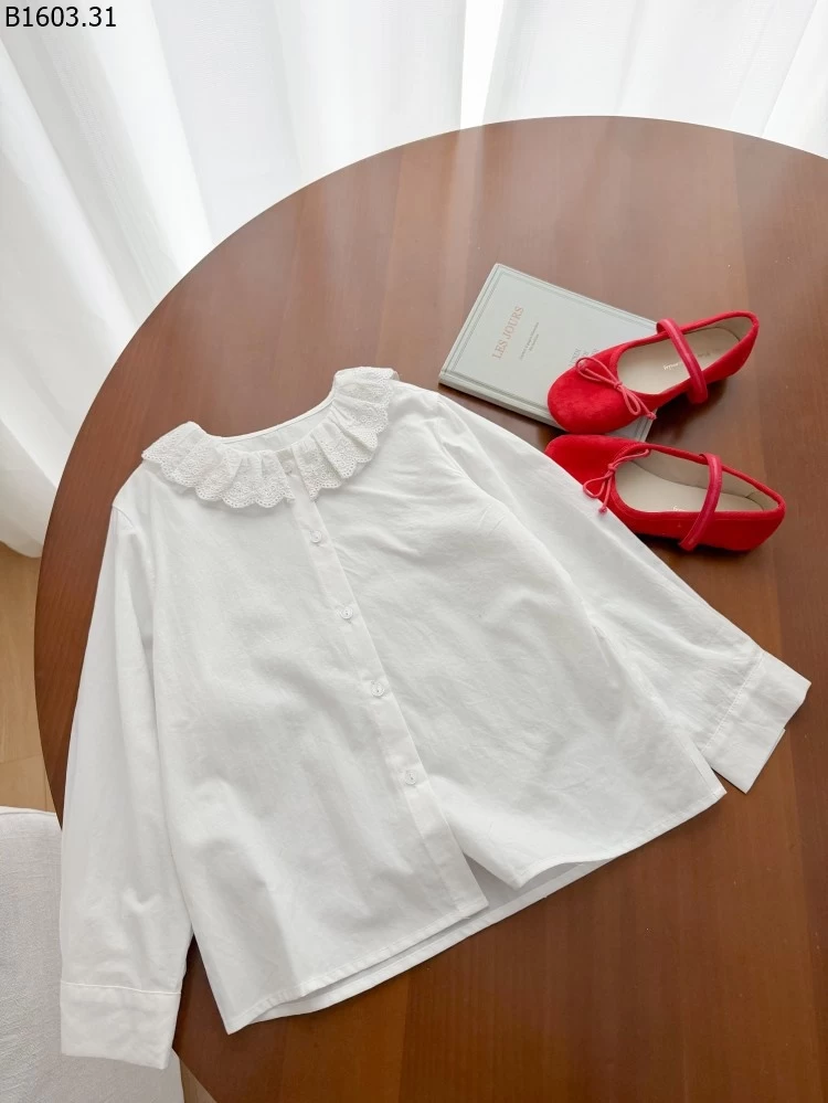 Áo sơ mi kiểu dáng đồng phục học sinh Elmo cho bé gái NHÀ AMBB giá sỉ sz 100-150 : 160k sz 160 : 173k sz 170 : 186k