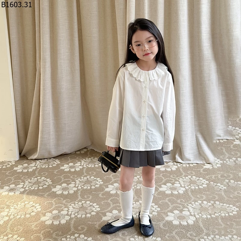 Áo sơ mi kiểu dáng đồng phục học sinh Elmo cho bé gái NHÀ AMBB giá sỉ sz 100-150 : 160k sz 160 : 173k sz 170 : 186k