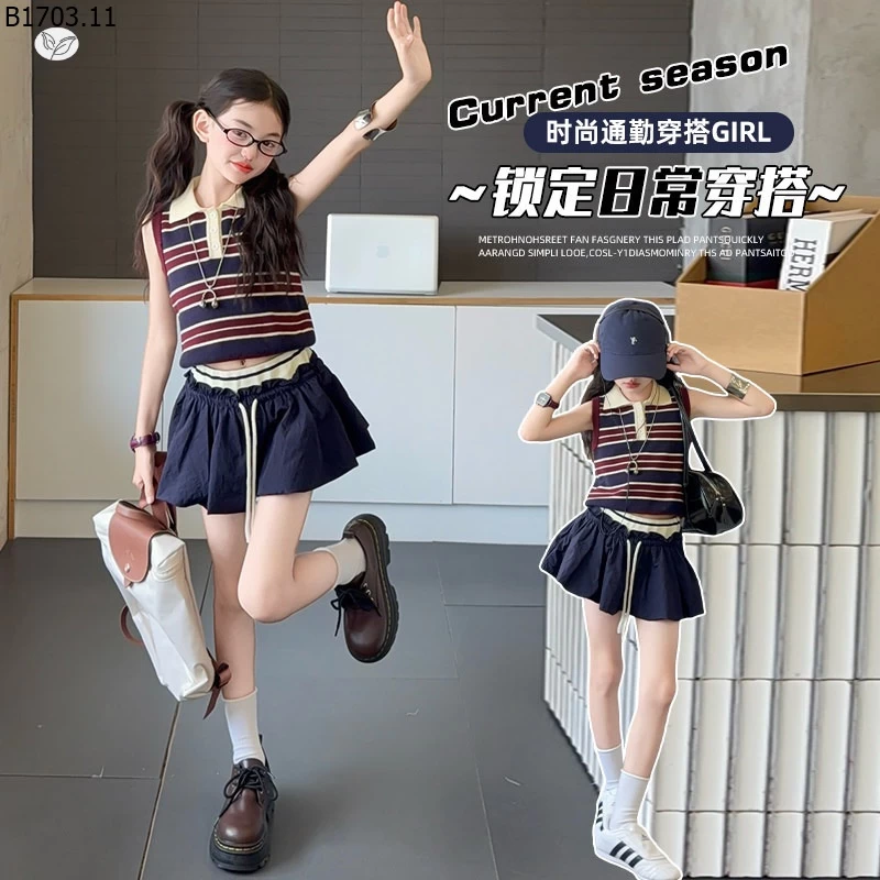 SET ÁO POLO SÁT NÁCH MIX CHÂN VÁY XÒE sỉ 303k