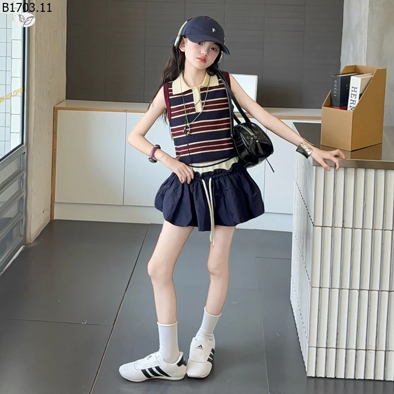 SET ÁO POLO SÁT NÁCH MIX CHÂN VÁY XÒE sỉ 303k