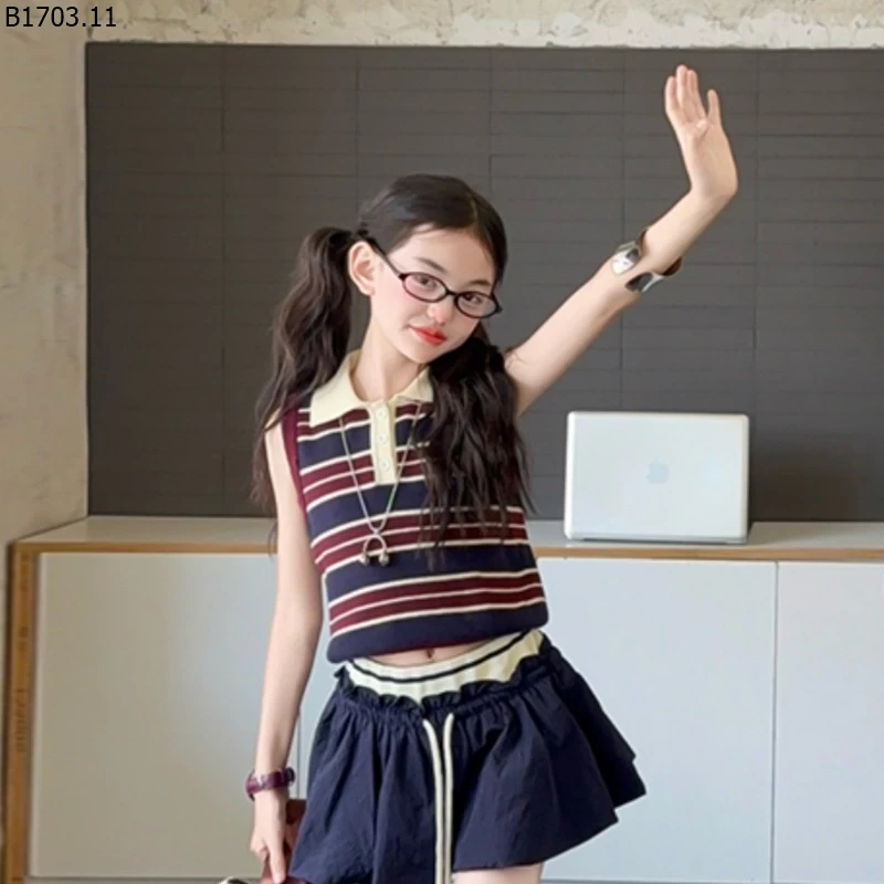 SET ÁO POLO SÁT NÁCH MIX CHÂN VÁY XÒE sỉ 303k