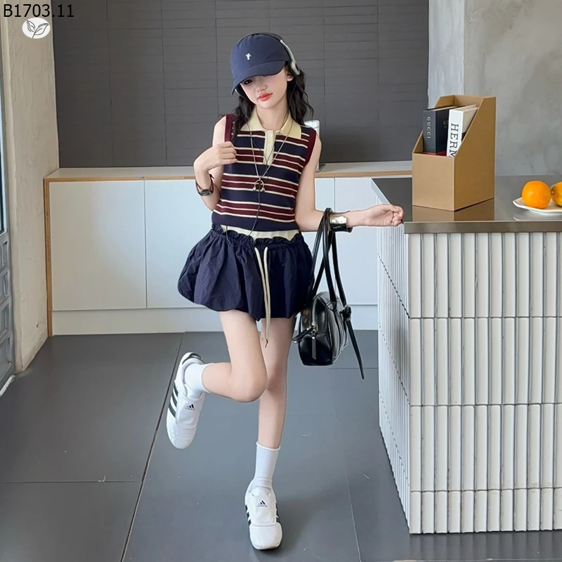 SET ÁO POLO SÁT NÁCH MIX CHÂN VÁY XÒE sỉ 303k