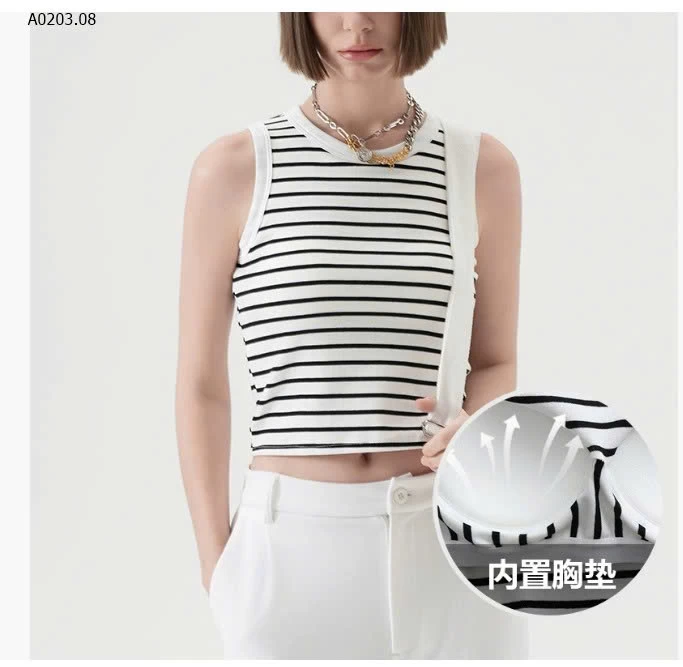 ÁO KẺ KÈM ĐỆM NGỰC CANVAUS - sỉ 210k