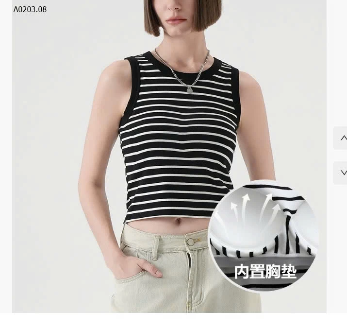 ÁO KẺ KÈM ĐỆM NGỰC CANVAUS - sỉ 210k