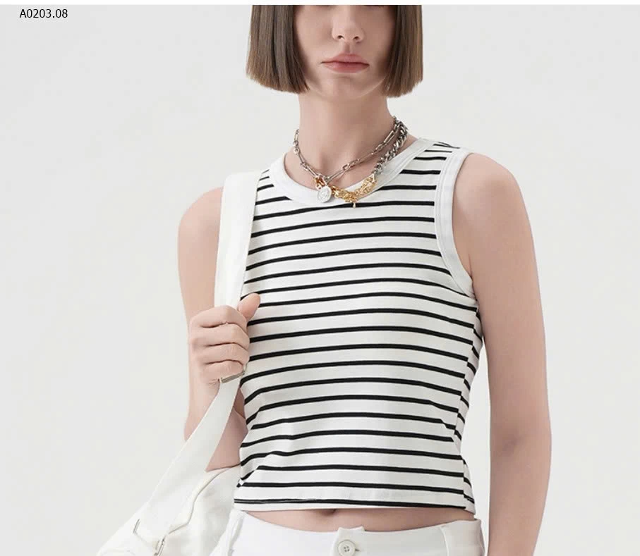 ÁO KẺ KÈM ĐỆM NGỰC CANVAUS - sỉ 210k