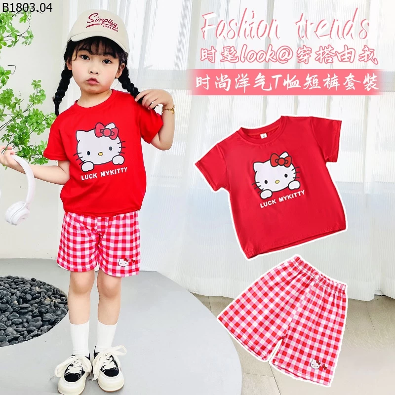 SET ÁO THUN PHỐI QUẦN KITTY giá sỉ 70k/bộ