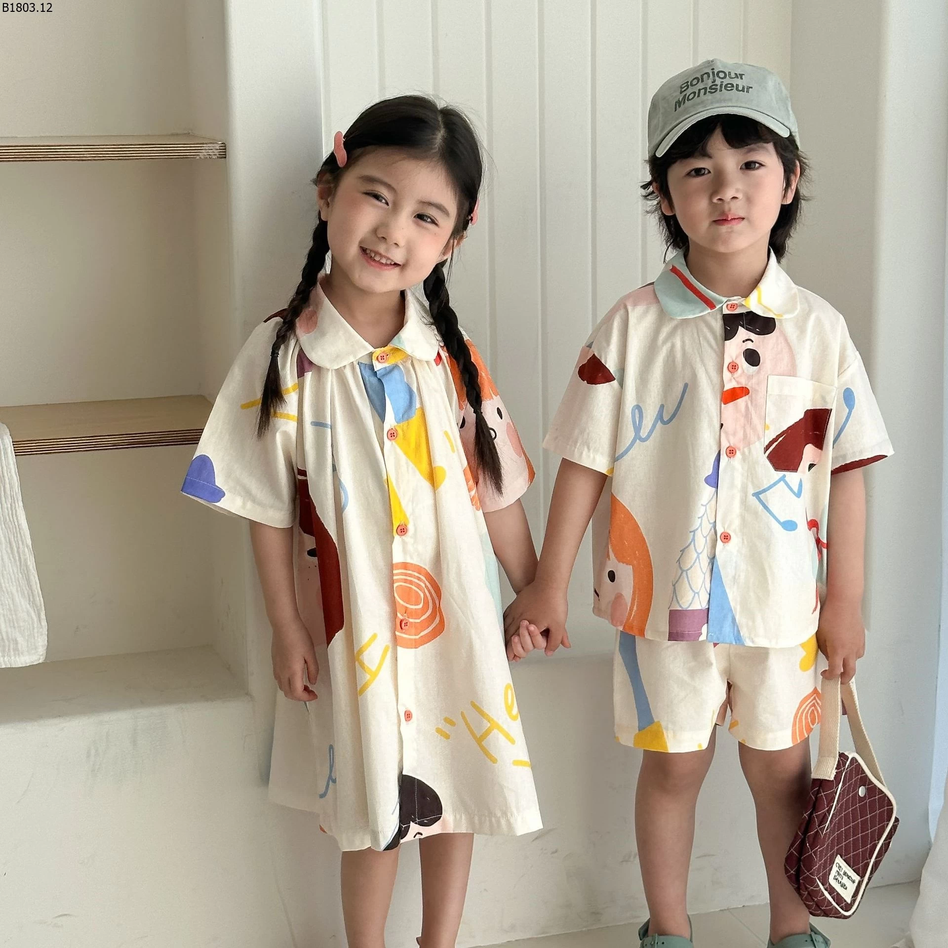 Bộ áo sơ mi hè cho trẻ em, kiểu Hàn Quốc, mẫu mới năm 2026 cho bé giá sỉ 185k