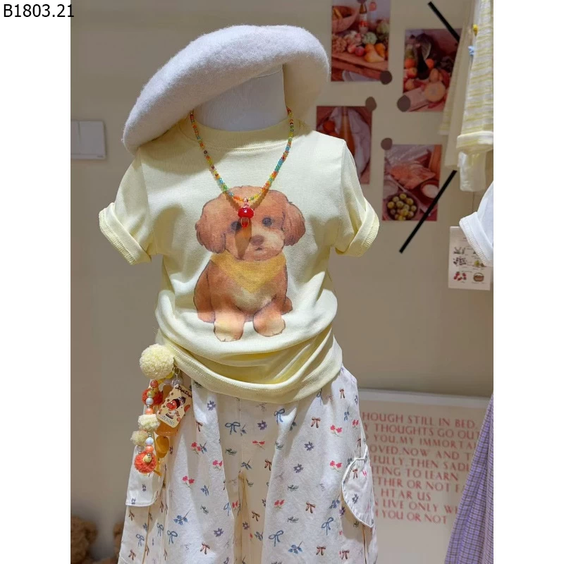 SET ÁO HÌNH CÚN MIX QUẦN HỌA TIẾT CHO BG sỉ size 90-140: 285k size 150-160: 299k