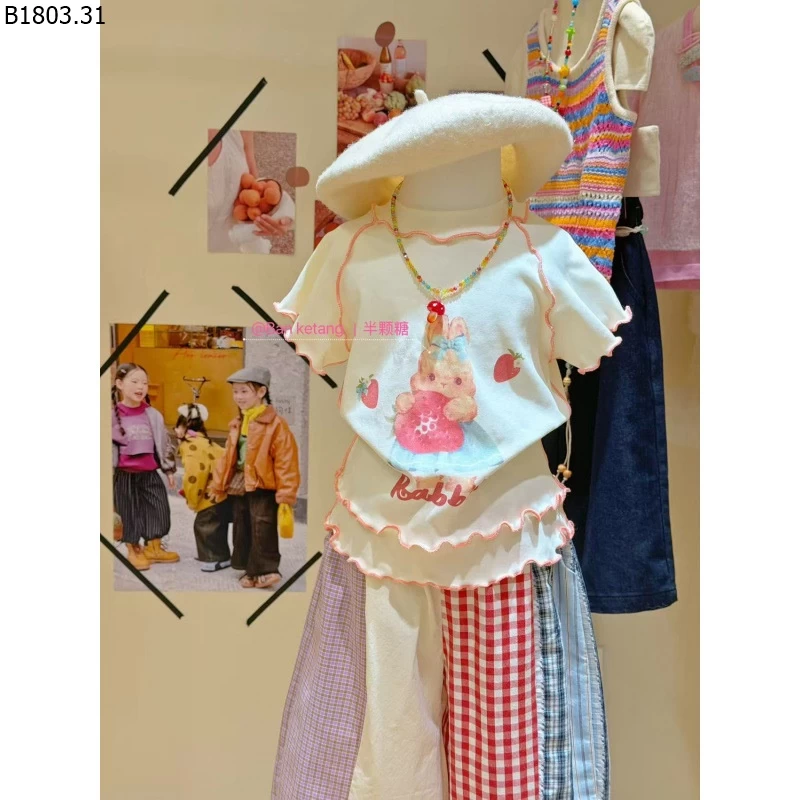 SET ÁO HỌA TIẾT MIX QUẦN PHỐI MÀU CHO BG sỉ 282k