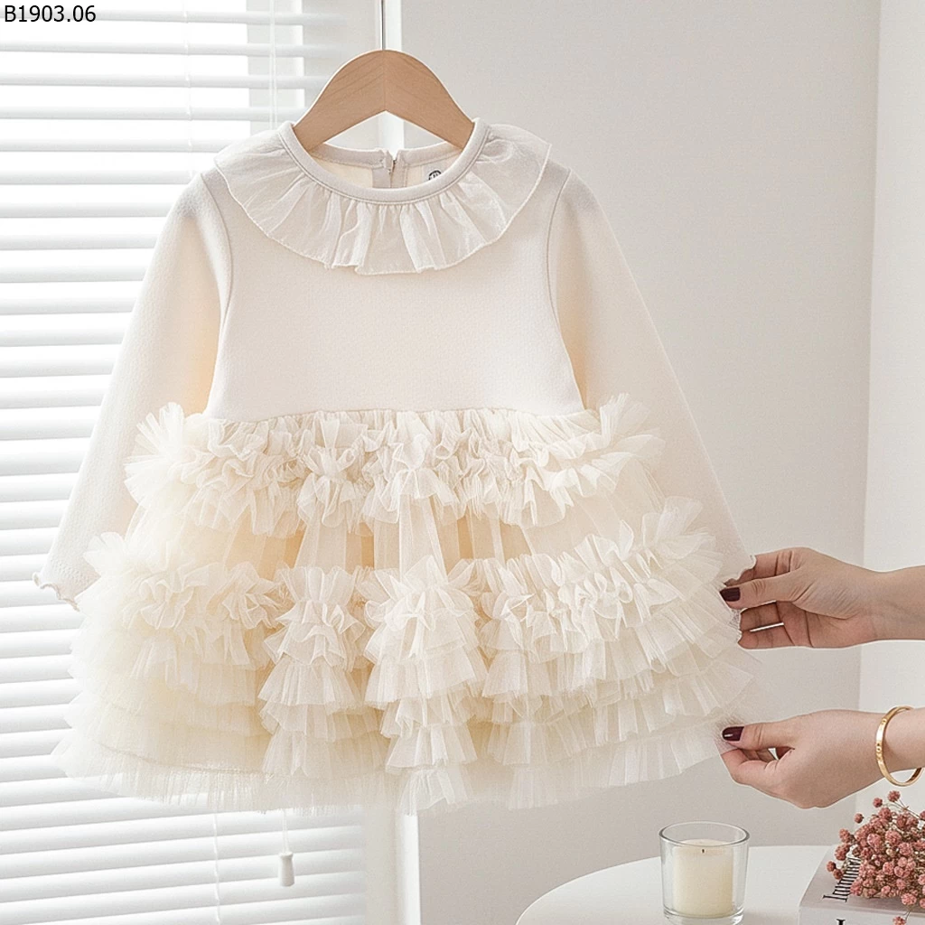 Váy lưới bồng bềnh kiểu dáng mùa xuân mùa xuân/hè 2026 giá sỉ 180k