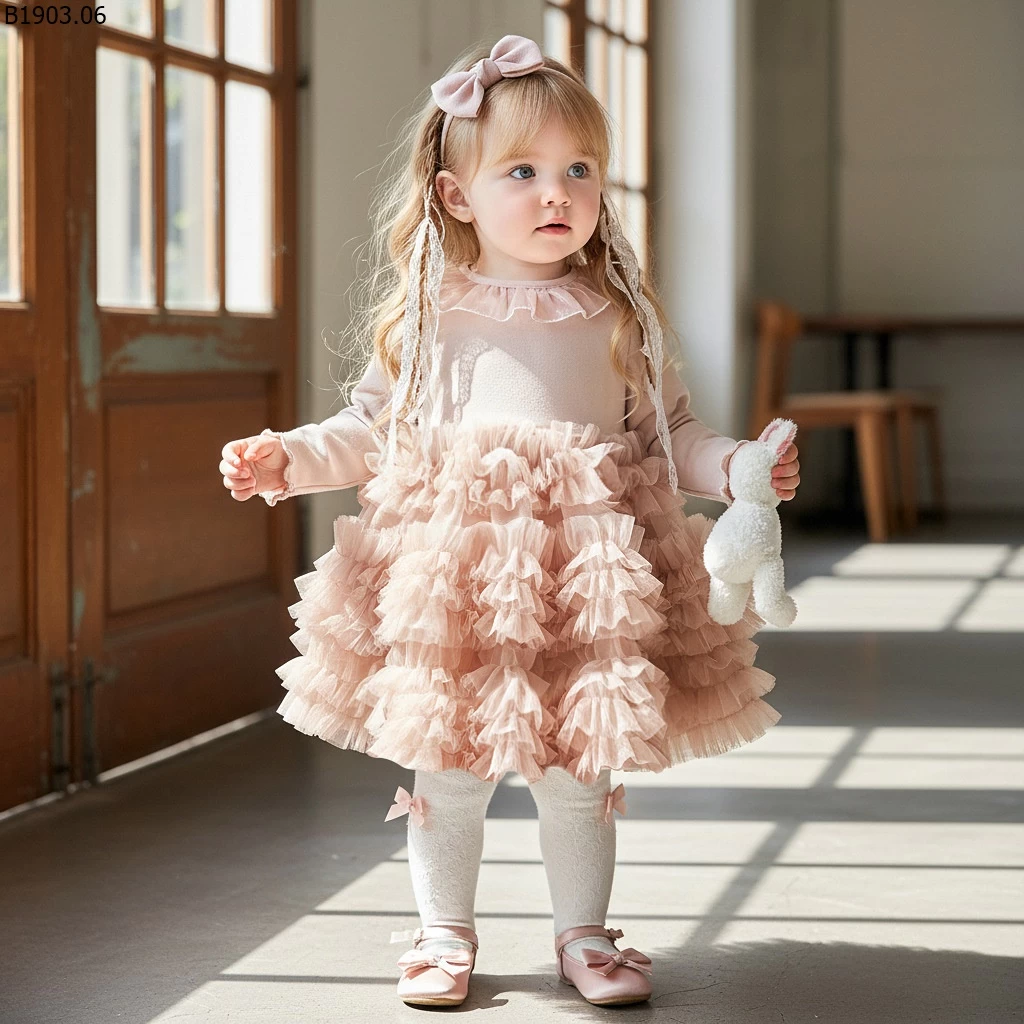 Váy lưới bồng bềnh kiểu dáng mùa xuân mùa xuân/hè 2026 giá sỉ 180k