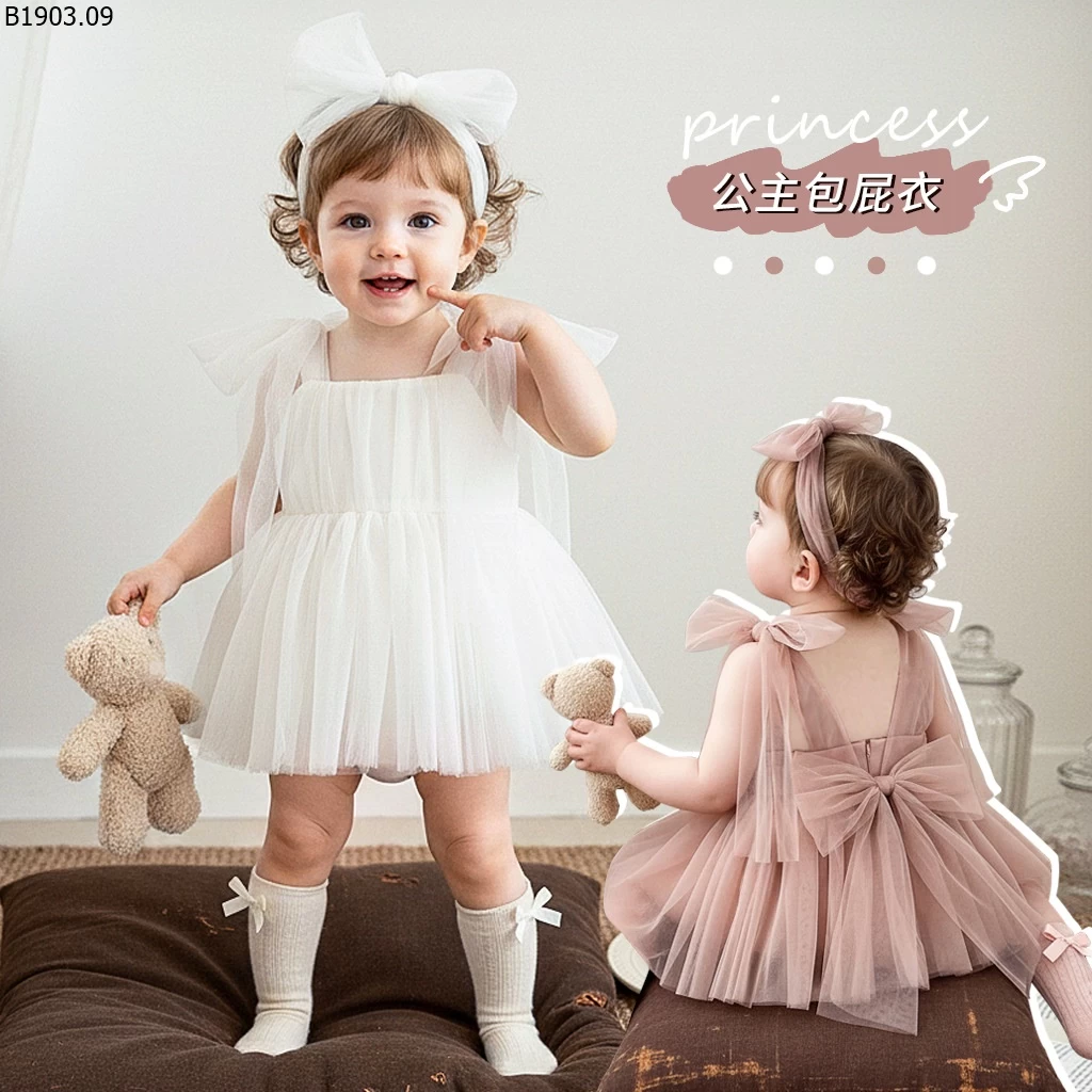 Váy liền thân kiểu Hàn Quốc cho bé gái mùa hè 2026 giá sỉ 128k