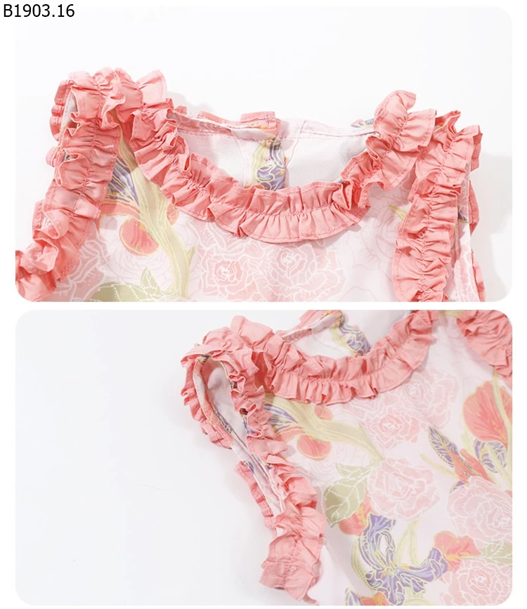 Bộ đồ mỏng họa tiết hoa cho bé gái giá sỉ 95k