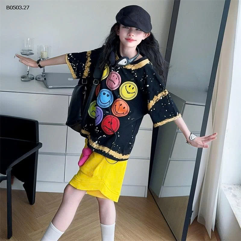 ÁO MẶT CƯỜI & SHORT TÚI HỘP BG-Giá sỉ áo: 184k quần: #205k