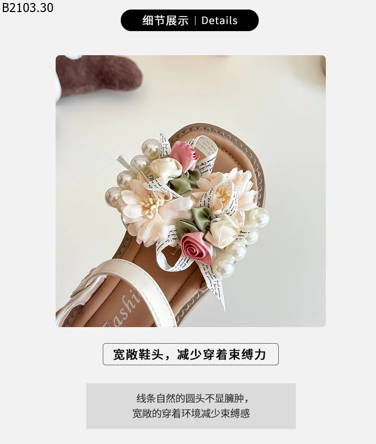 SANDAL HOA QUAI DÁN CHO BG giá sỉ sz 23-28 --- G.i.á 164k sz 29-34 --- G.i.á 174k