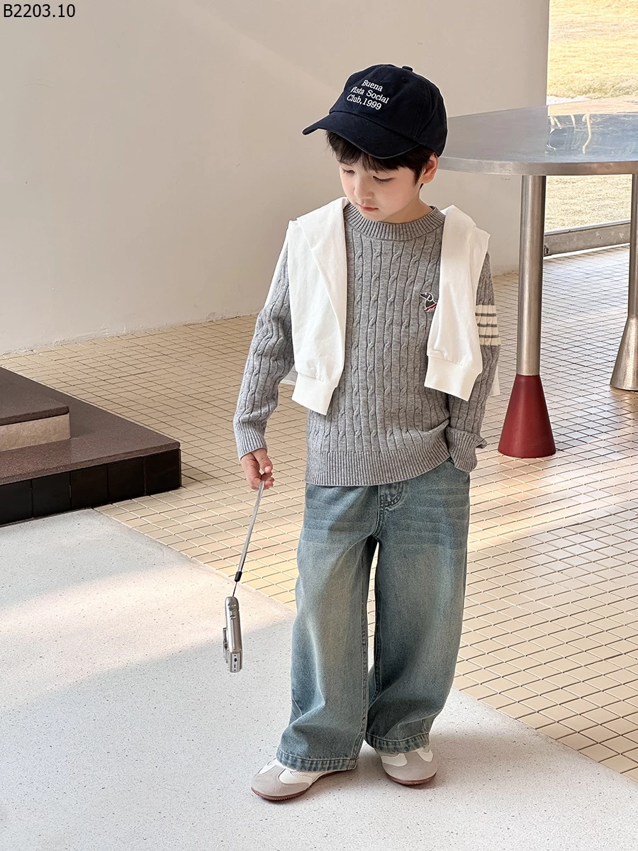 Quần jeans cotton mài kiểu retro cho trẻ Elmo Baby gia si sz 90-150--- G.i.á 195k sz 160--- G.i.á 210k