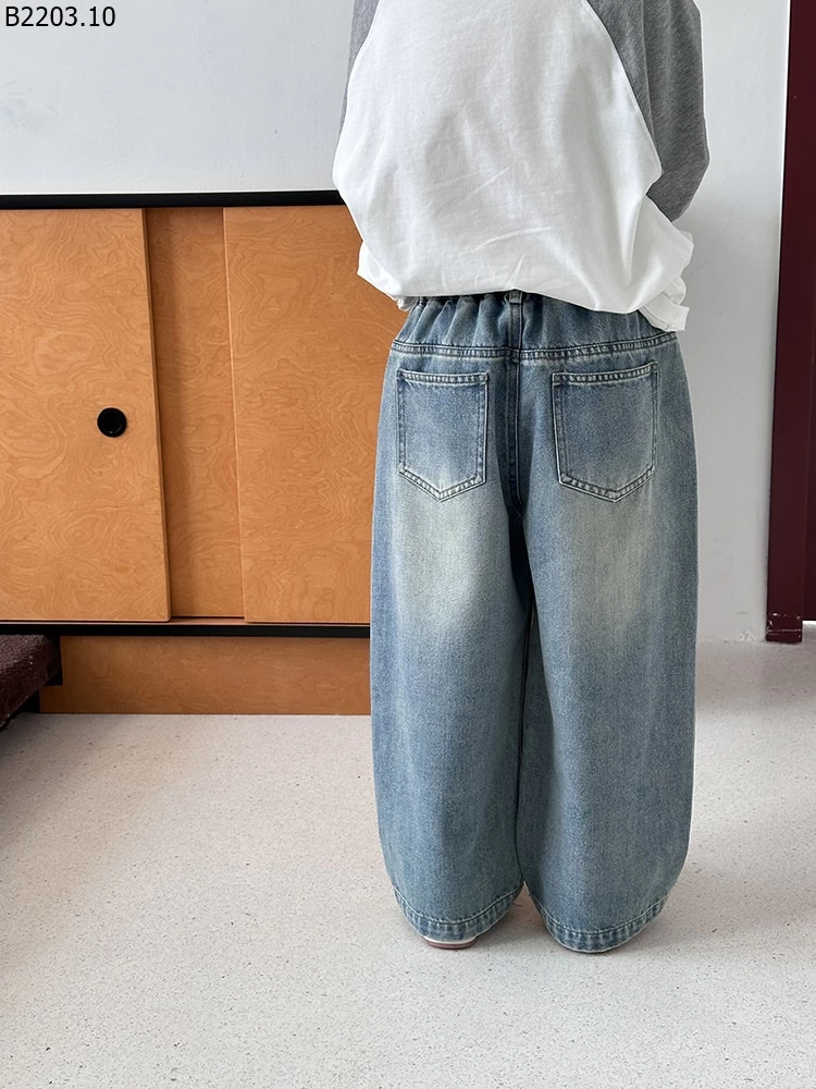 Quần jeans cotton mài kiểu retro cho trẻ Elmo Baby gia si sz 90-150--- G.i.á 195k sz 160--- G.i.á 210k