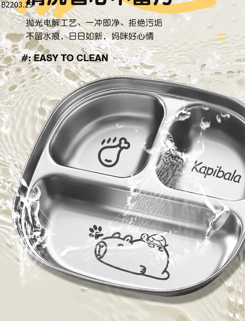 KHAY CƠM INOX CHO BÉ KÈM NẮP sỉ 63k