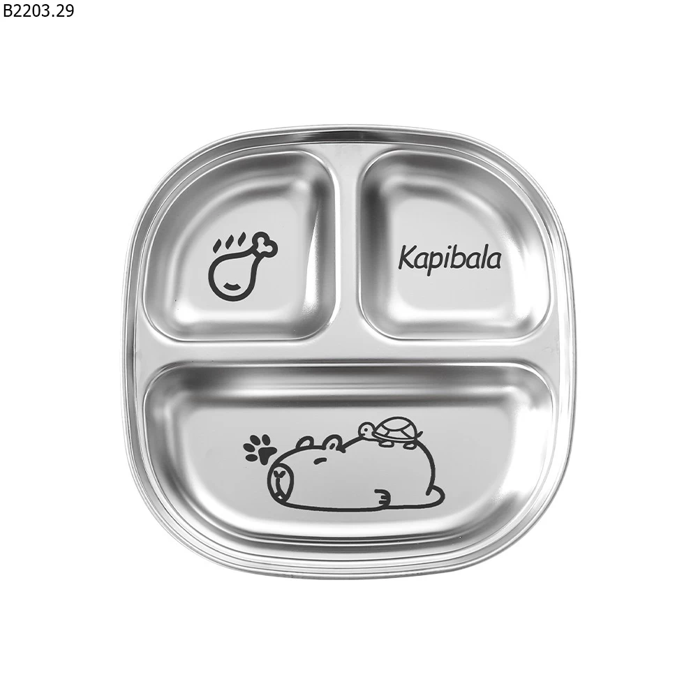 KHAY CƠM INOX CHO BÉ KÈM NẮP sỉ 63k