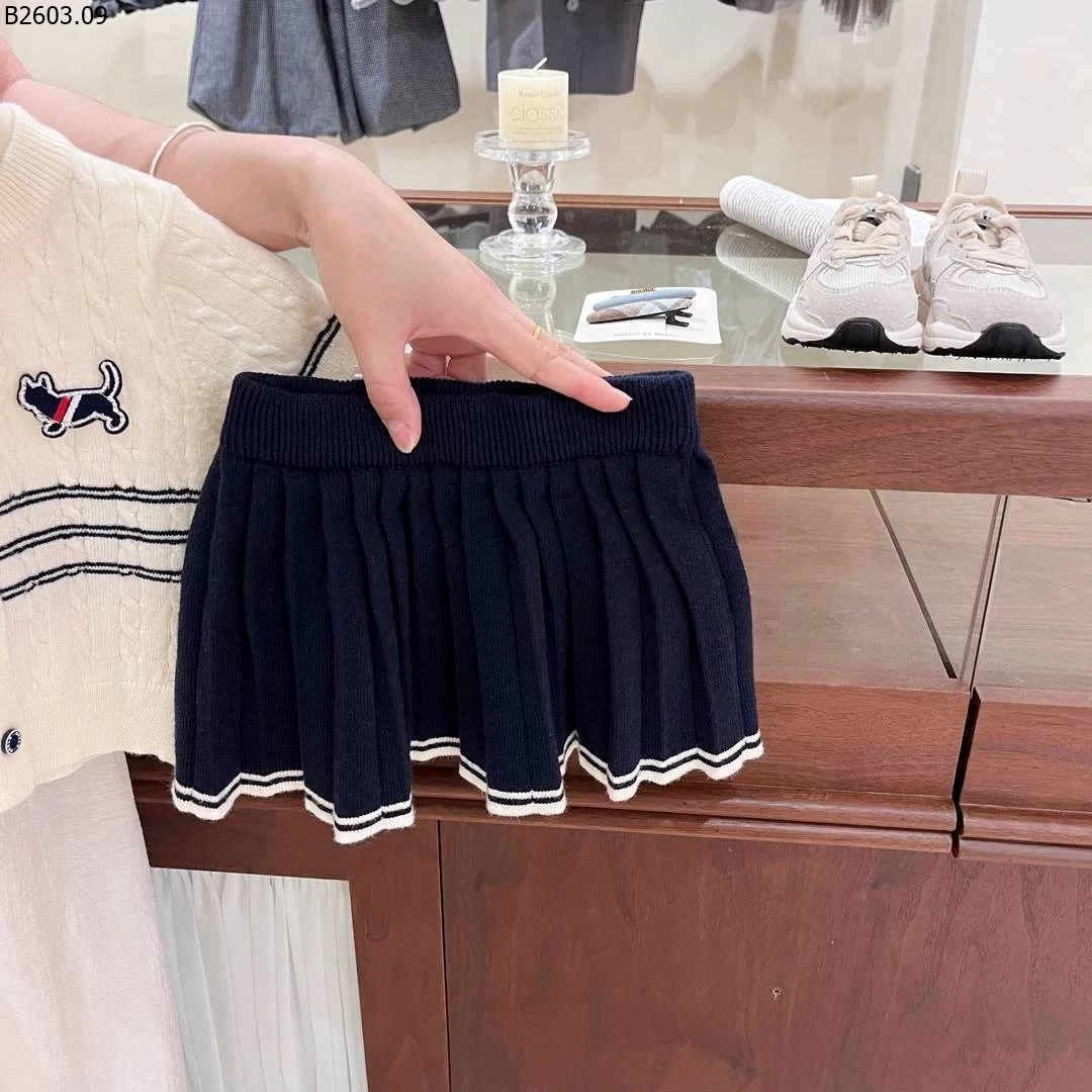 SET ÁO LEN CÚN MIX CHÂN VÁY XẾP LY sỉ 235k