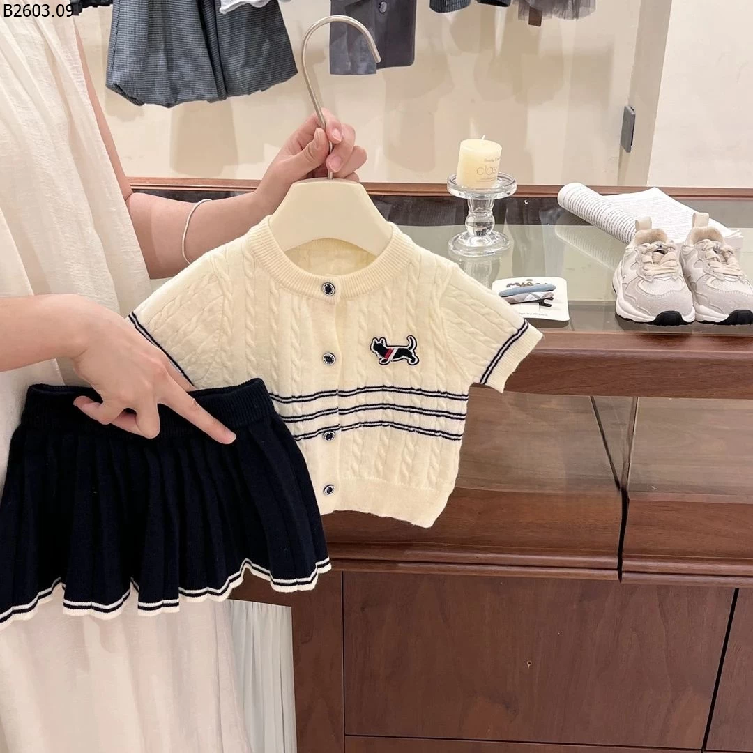 SET ÁO LEN CÚN MIX CHÂN VÁY XẾP LY sỉ 235k