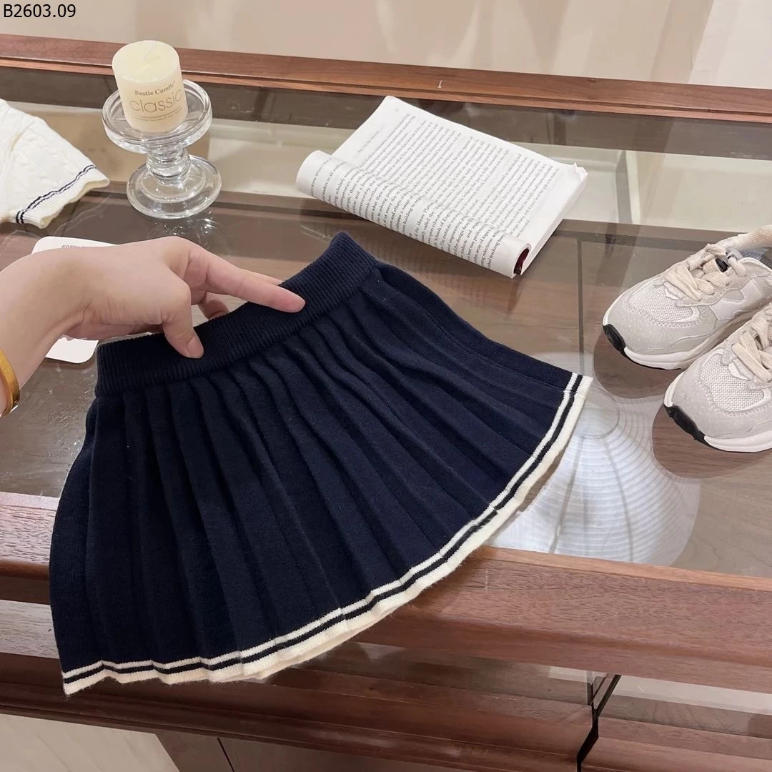 SET ÁO LEN CÚN MIX CHÂN VÁY XẾP LY sỉ 235k