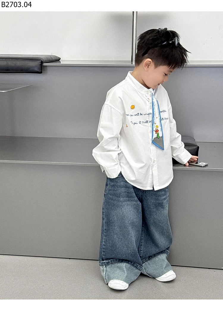 ÁO SƠ MI PHỐI CHỮ CHO BT gia si 173k