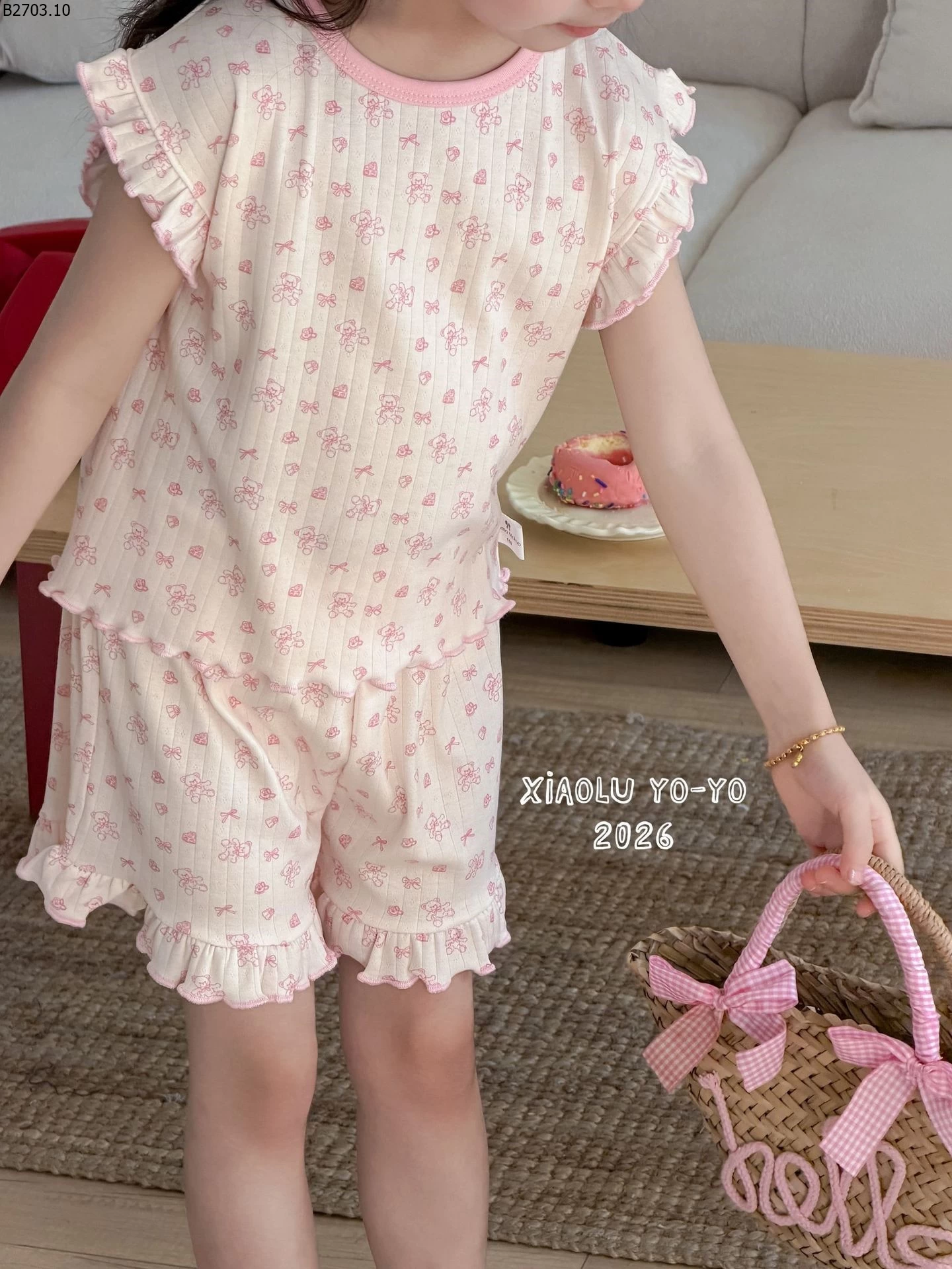 Bộ đồ ngủ ngắn tay in hoa mùa hè mới năm 2026 si 123k