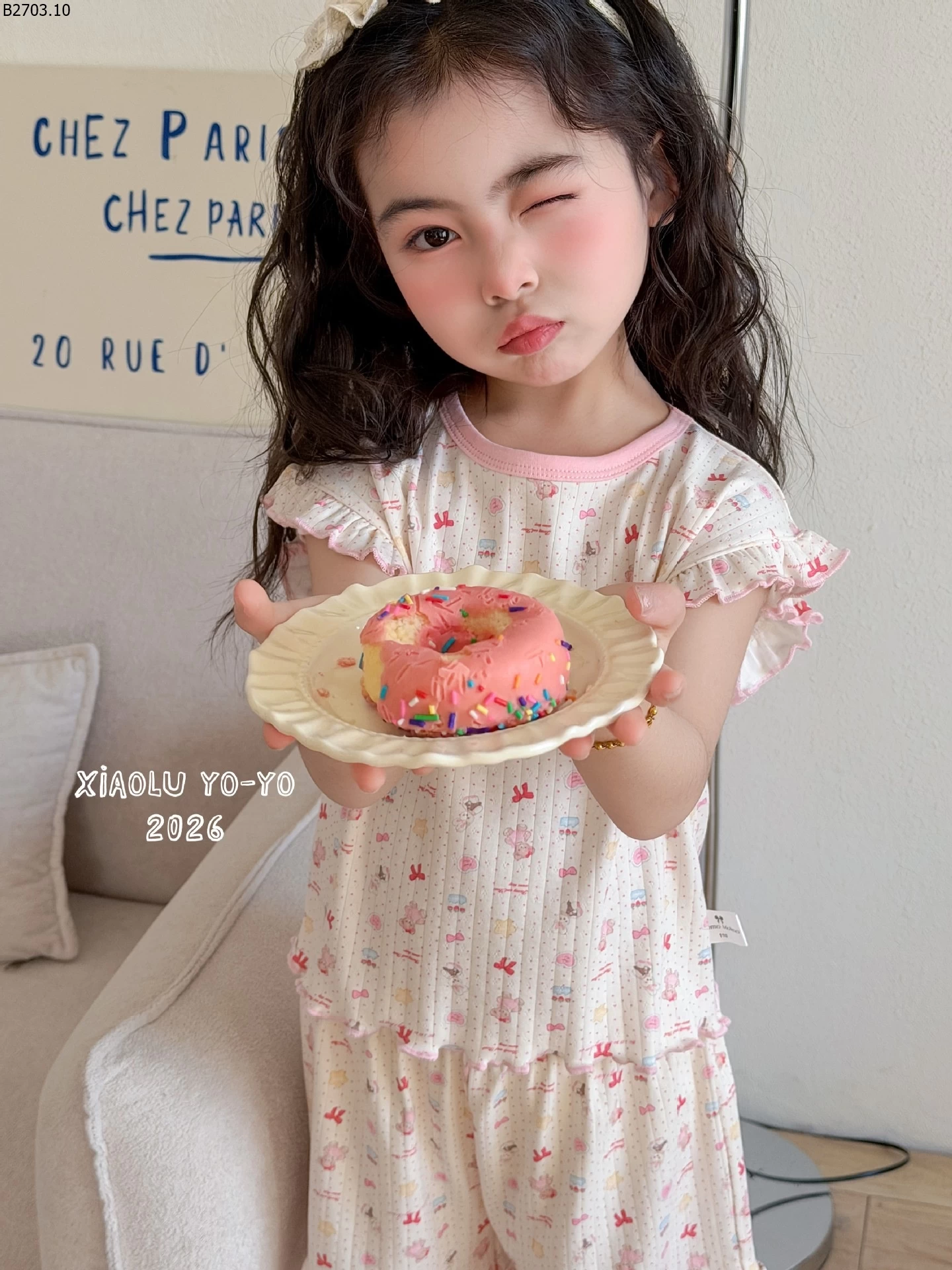 Bộ đồ ngủ ngắn tay in hoa mùa hè mới năm 2026 si 123k