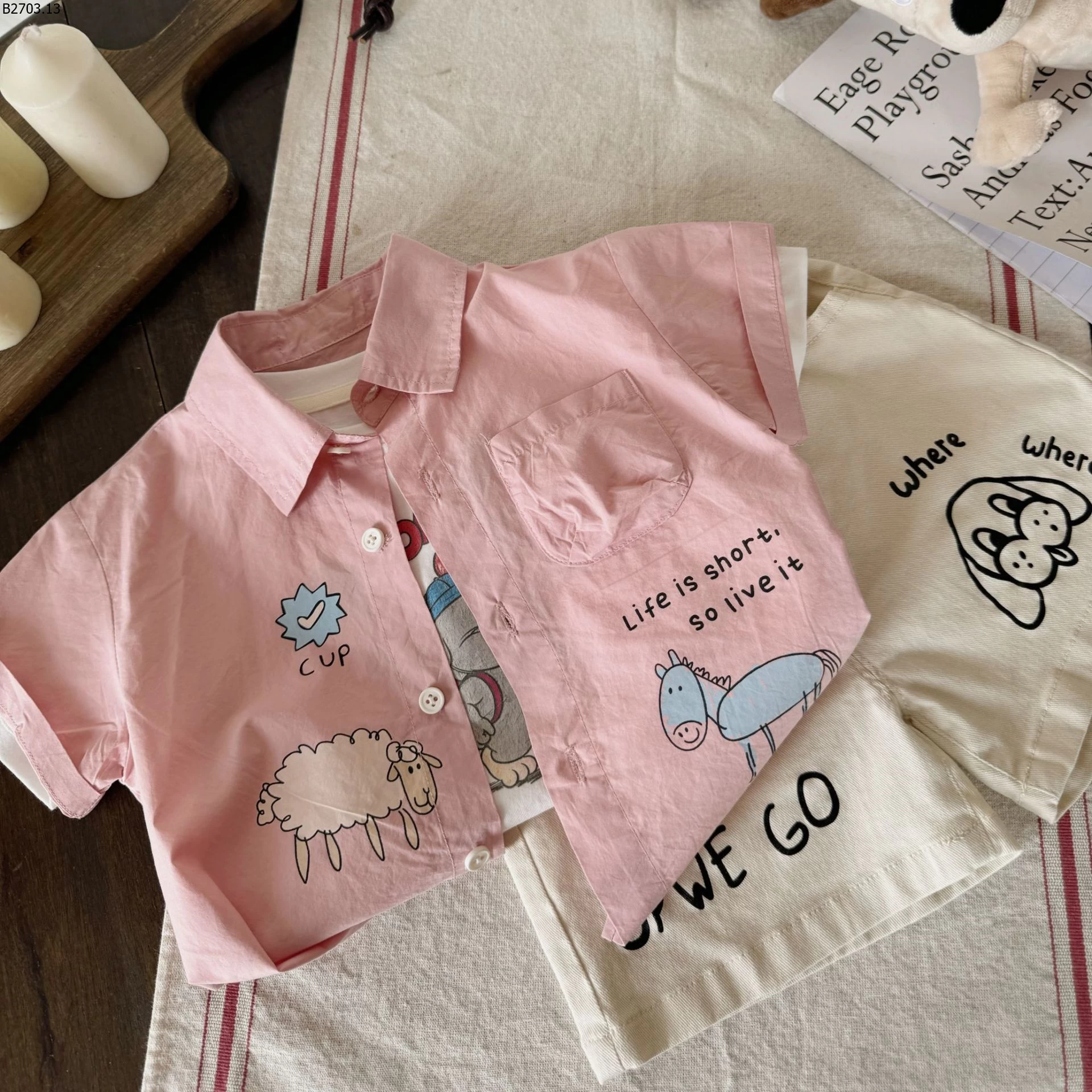 SET ĐỒ DỄ THƯƠNG CHO BÉ gia si áo --- G.i.á 123k quần --- G.i.á 135k