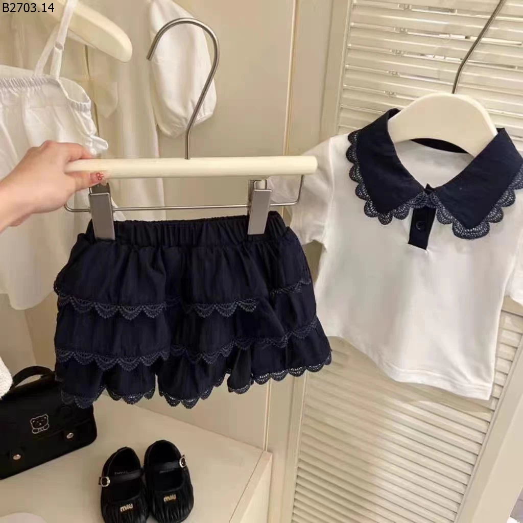 SET QUẦN ÁO POLO PHỐI REN CHO BÉ GÁI si 199k