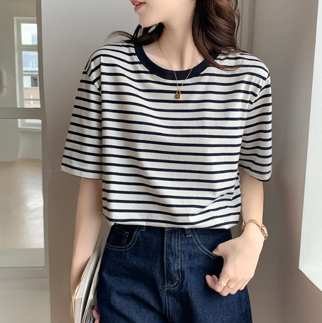 ÁO PHÔNG KẺ CỔ TRÒN