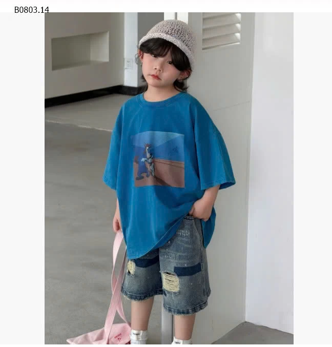 ÁO THUN XANH MIX SHORT VẢY SƠN- Giá sỉ áo 185k, quần 195k