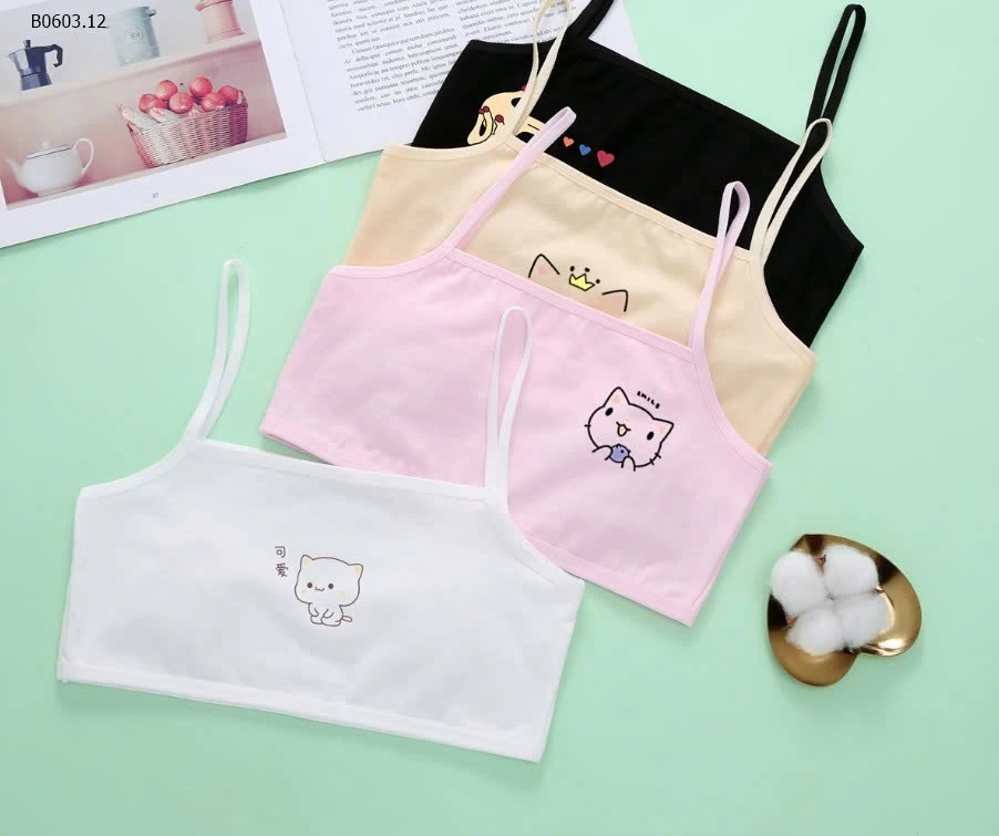 SET 4C ÁO LÓT CHO BÉ GÁI MỚI LỚN -Giá sỉ 86k/set 4c mix màu