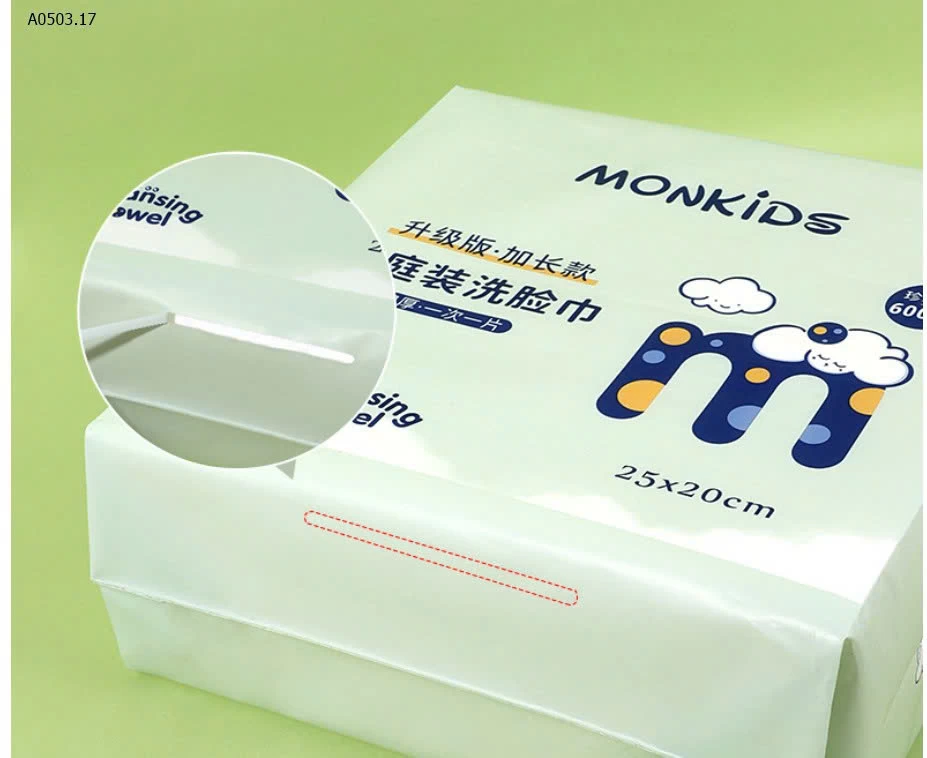 KHĂN GIẤY RỬA MẶT 1 LẦN ĐA NĂNG MONKIDS -sỉ 125k