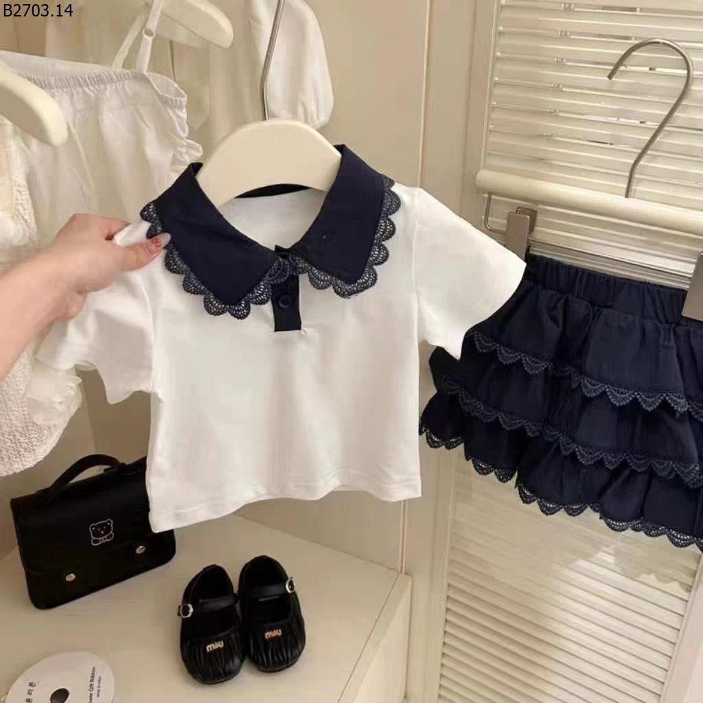 SET QUẦN ÁO POLO PHỐI REN CHO BÉ GÁI si 199k