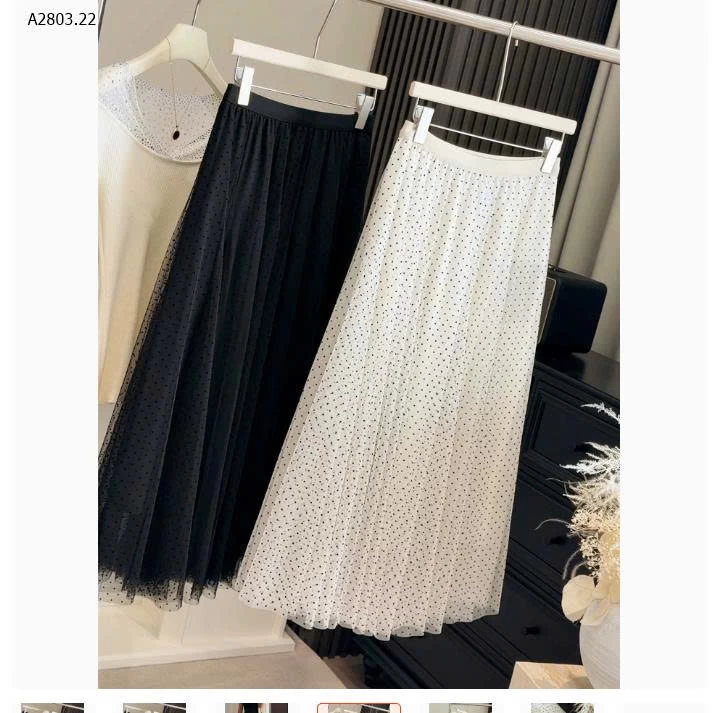 CHÂN VÁY VOAN CHẤM BI DÁNG DÀI ANNA - sỉ 213k